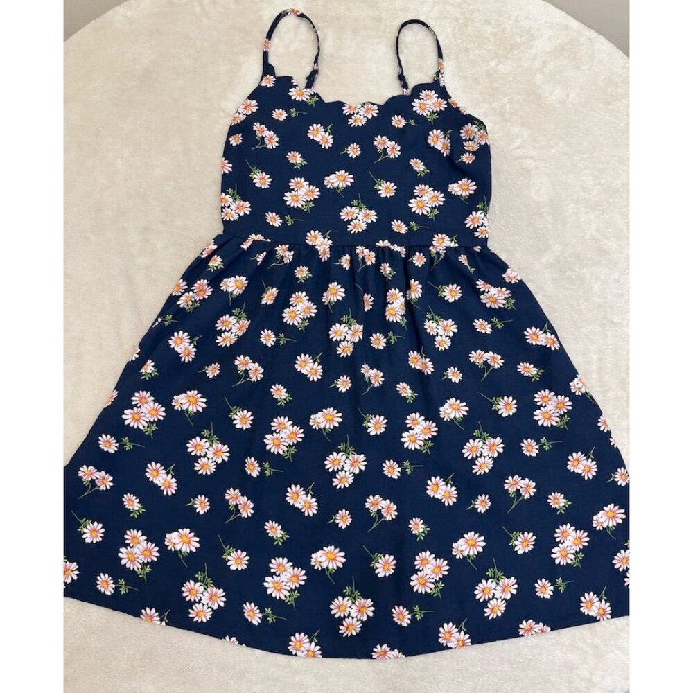 Xhilaration Women's Fit & Flare Dress M Navy Pink Floral Knee Length NEW!